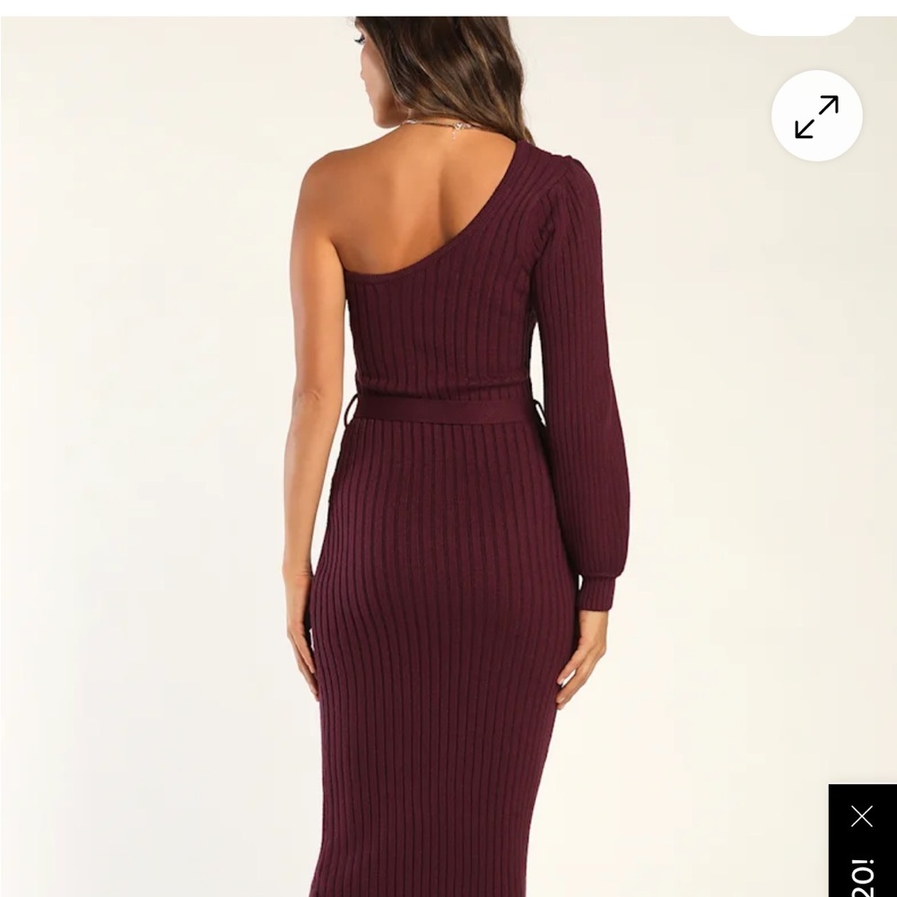 Lulu's Abundant Allure Plum Purple One-Shoulder Sweater Dress - Picture 4 of 12